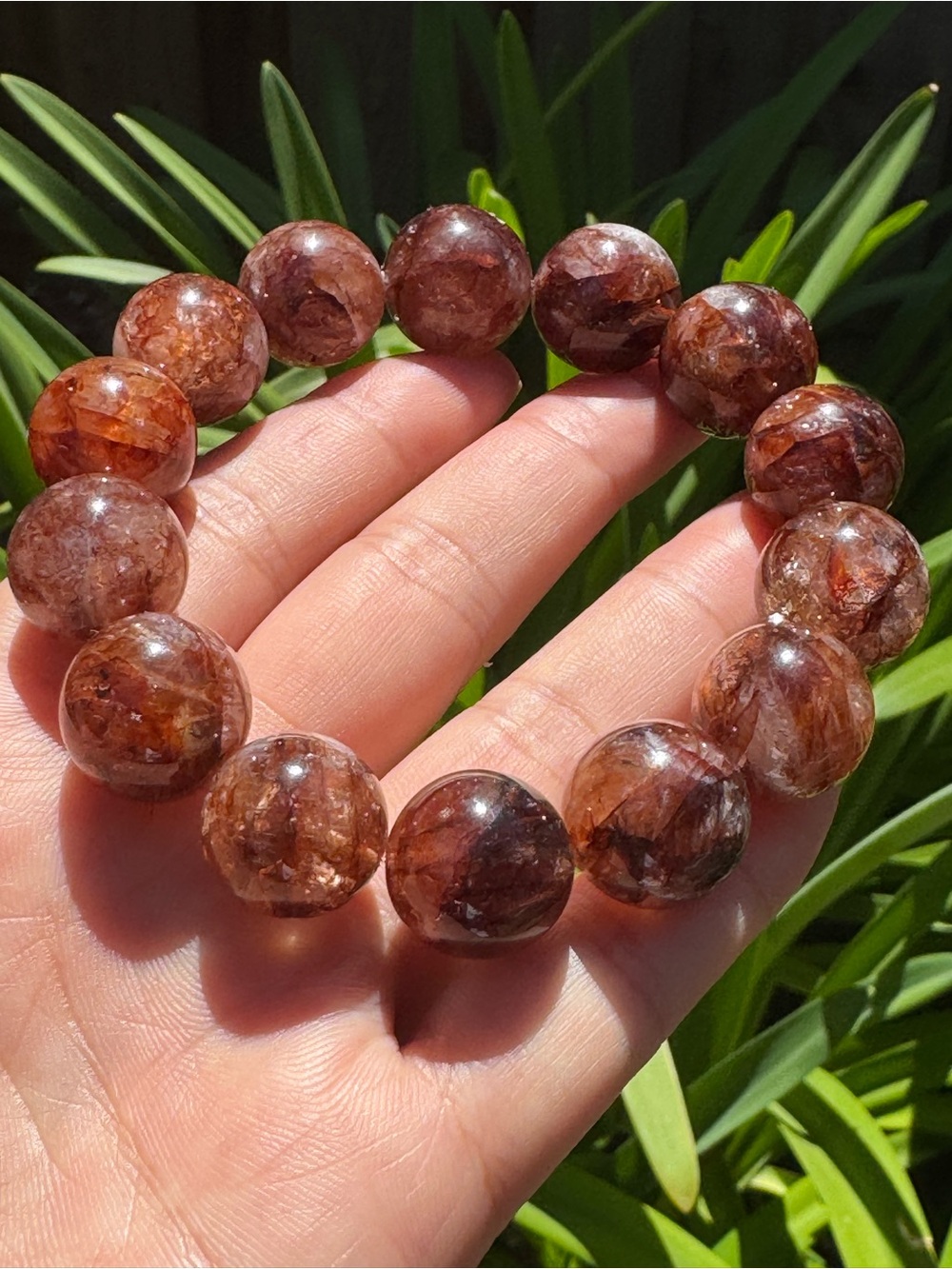 16mm stretchable chunky fire quartz bracelet 1566